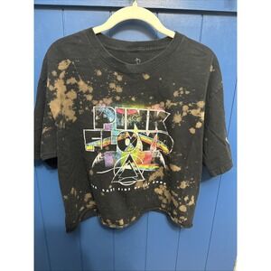 Pink Floyd The Dark Side Of The Moon Cropped T-Shirt Womens L Short Sleeve Black